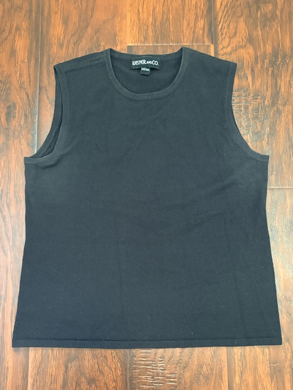 Kasper & Co Black Sleeveless Knit Shell Tank Top Vintage Workwear